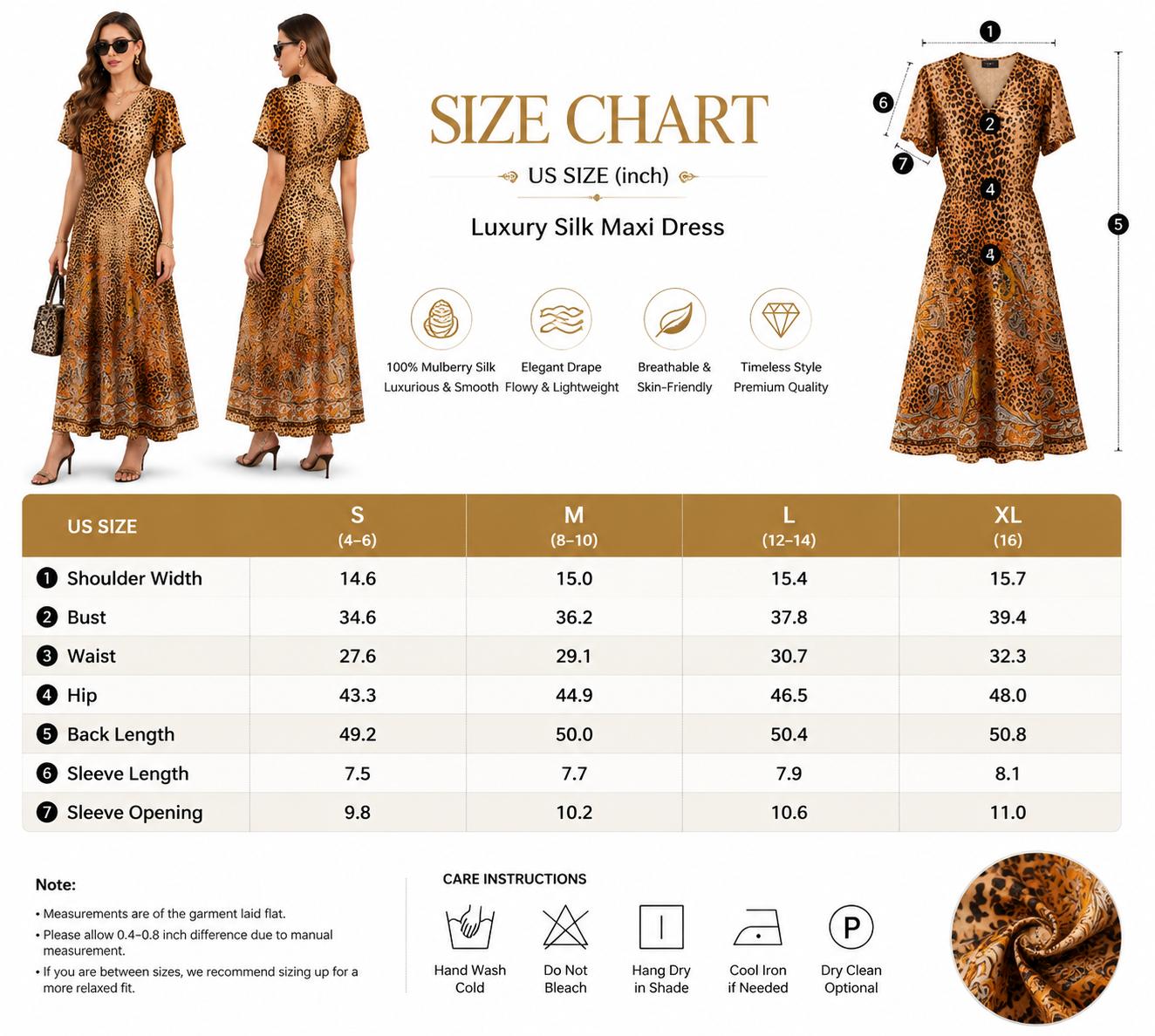 Women's Luxury Silk Maxi Dress, Elegant Leopard Print V Neck Dress with Belt, Premium Resort Style Short Sleeve Long Dress for Vacation, Party & Dinner Formal Womenswear image 3