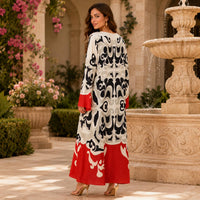 Women's Premium Silk Maxi Dress, Elegant Long Sleeve Floral Print Loose Fit Dress, Luxury Vacation Evening Dress for Women image 3