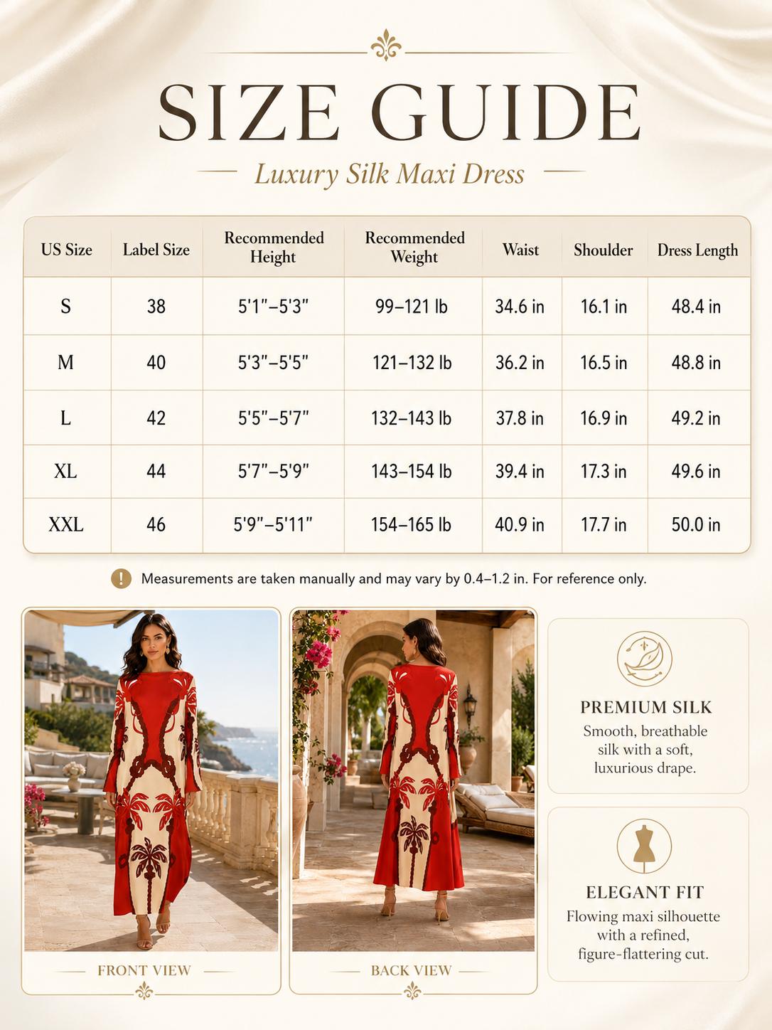 Women's Satin Pullover Crew Neck Bell Long Sleeve Maxi Dress, Bohemian Palm Tree Print Flowy Gown for Vacation, Upscale Dinner Dates, Hand Wash Casual Womenswear image 4