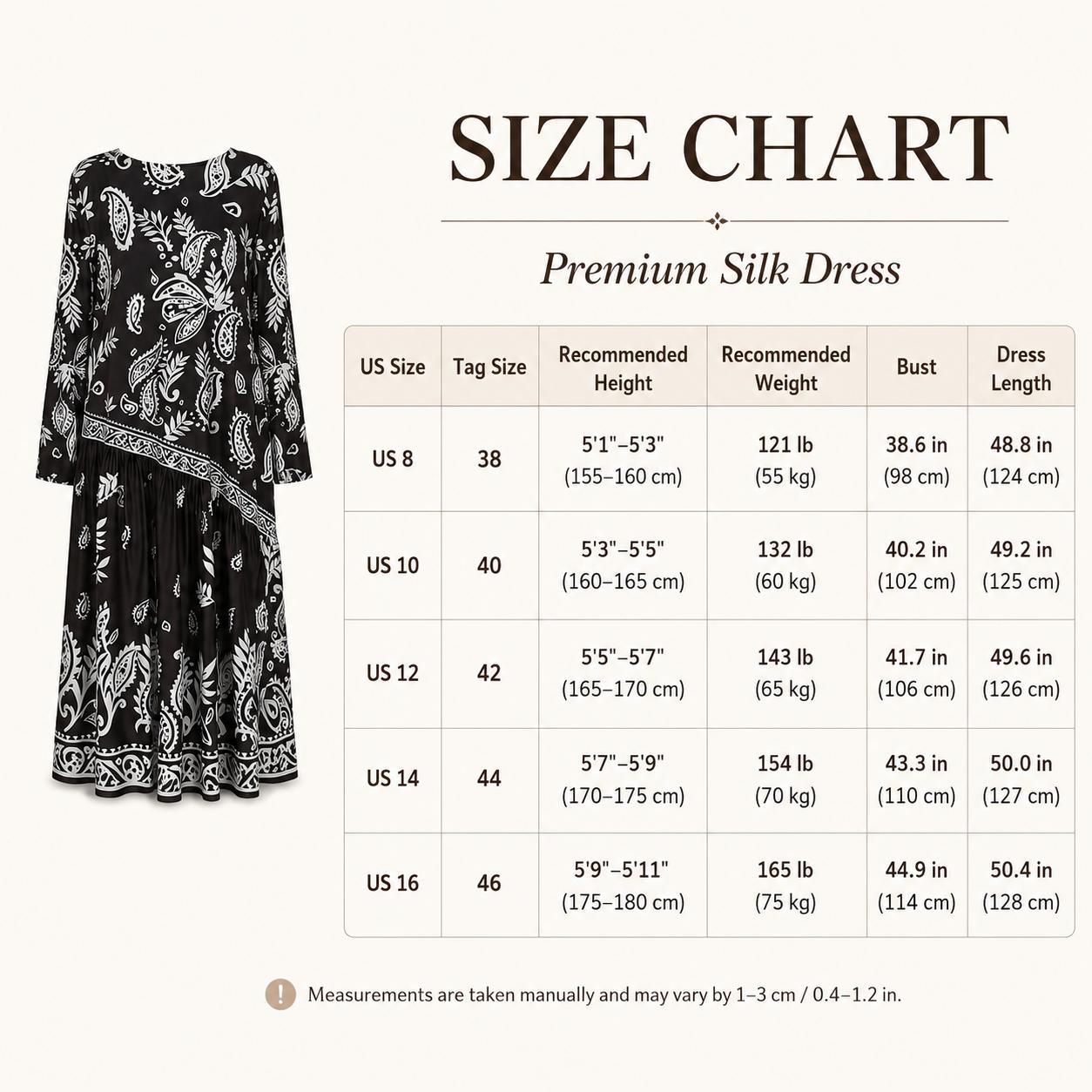 Women’s Premium Silk Paisley Long-Sleeve Boho A-Line Midi Dress, Bohemian Casual Wear for Vacation, Hand Washable image 7