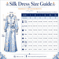 Light luxury faux silk long dress with a blue base, ethnic floral print, turn-down collar, long sleeves, and a cinched waist—Bohemian vacation style, mid-length, tie detail. image 8