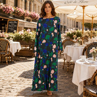 Women’s Premium Silk Floral Print Maxi Dress - Longsleeves, Full Sleeve, Loose Fit, Round Neck, Feminine Flair Elegant Casual Wear for Holiday, Dinner (S, 2XL) - Do Not Bleach image 11