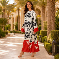 Women's Premium Silk Maxi Dress, Elegant Long Sleeve Floral Print Loose Fit Dress, Luxury Vacation Evening Dress for Women image 11