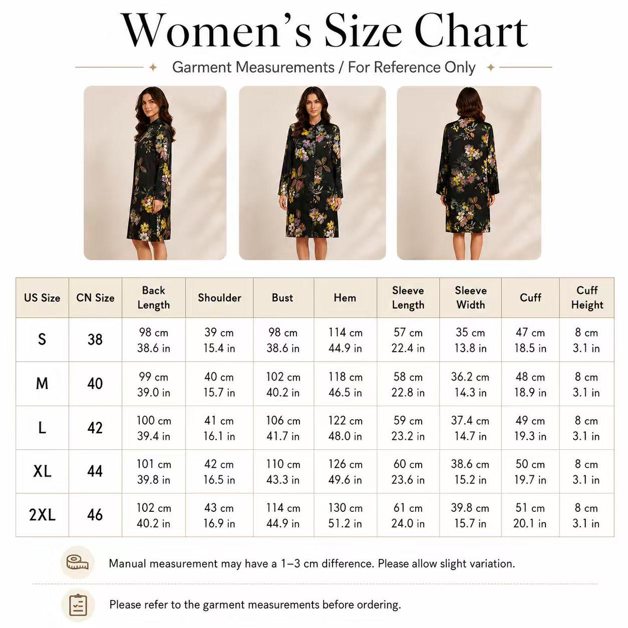 Women's Silky Satin Black Floral Print Long Sleeve Shirt Pullover - Collared Neck, Loose Straight Fit, Minimalist Knee-Length Shift Dress, Suitable for Office & Casual Wear Womenswear Summer image 12